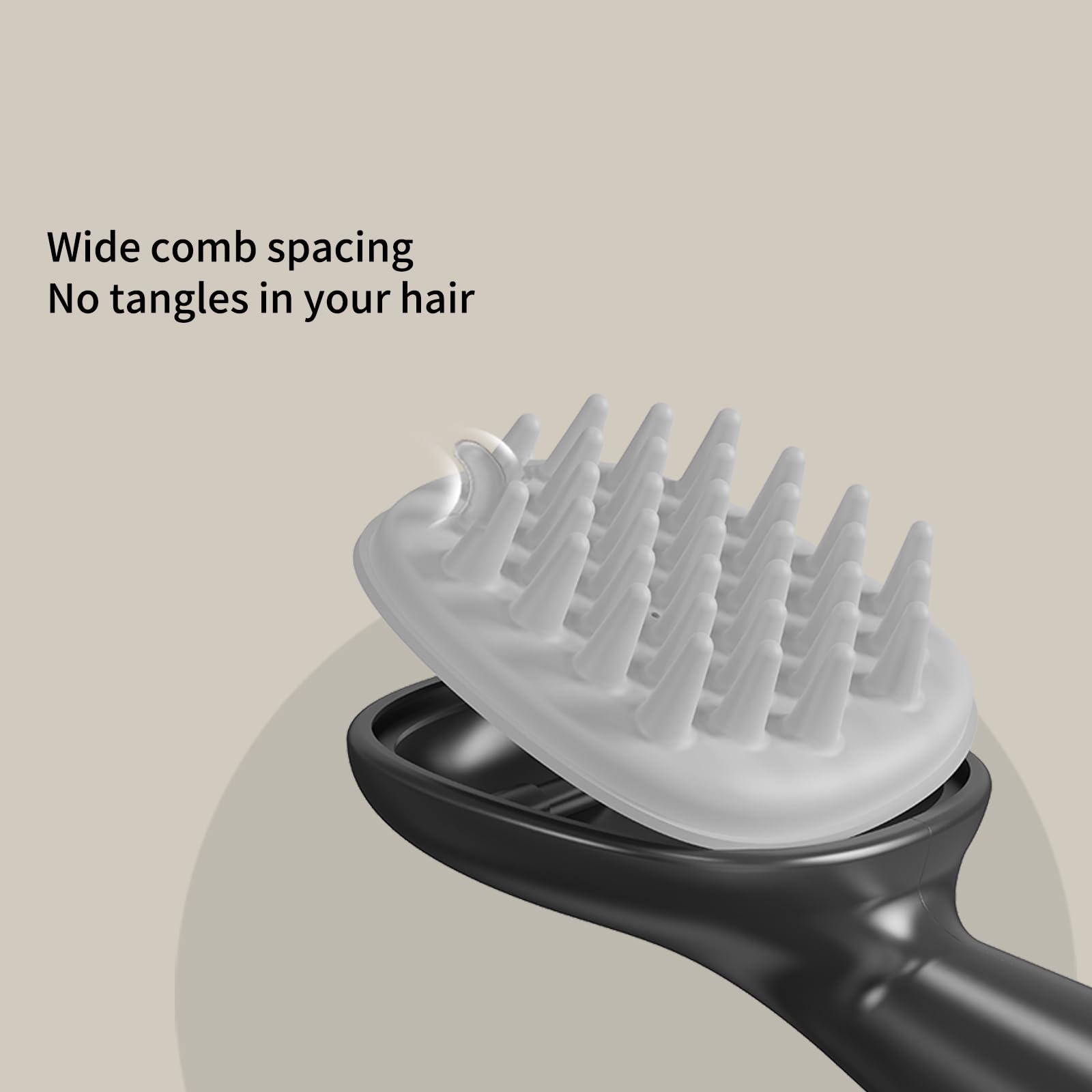 Kopfhautmassagegerät und Peeling, Silikon-Haarschrubber mit langem Griff für Haarwachstum und Schuppenentfernung, Shampoo-Nassbürste und Haarduschkamm (schwarz)