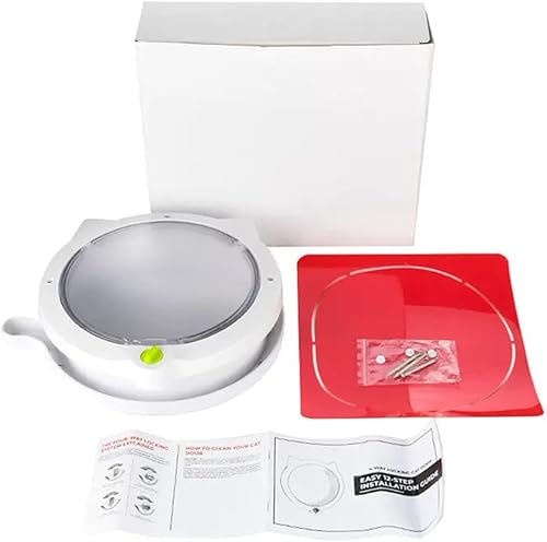 Miniatura 8 de Puerta para gatos con cerradura de 4 vías, resistente a la intemperie para puerta interior, diámetro interior de 8.2 pulgadas, para puertas o