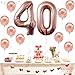Rose Gold 40th Birthday Balloons – Large, Pack of 12 | Forty Number Balloons Party Decorations Supplies | 40 Number foil Mylar and Latex Balloon | Match for Other Number Balloons for All Ages
