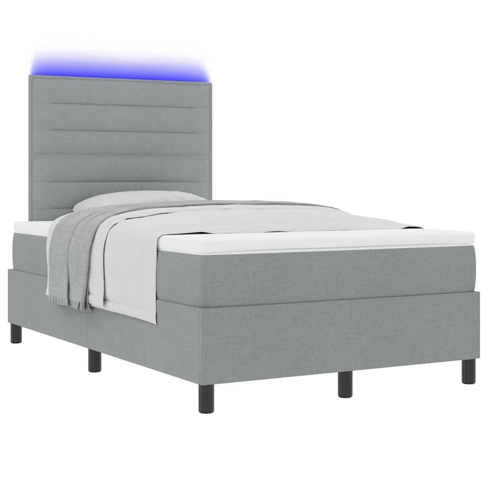 Fasba Cama con Box Spring y Colchón & LED Gris Claro 120x190 cm Tela