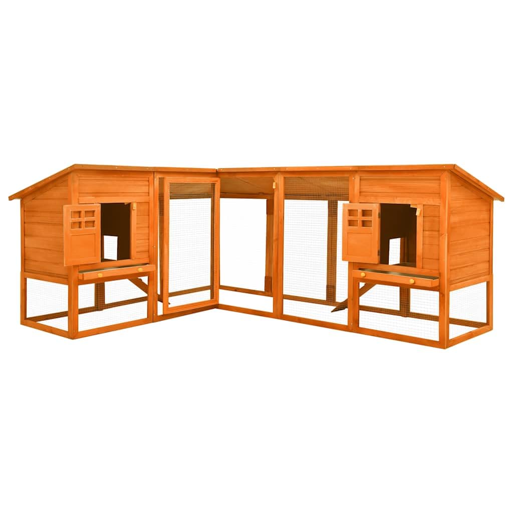 vidaXL Conejera para exteriores con madera maciza de abeto marrón