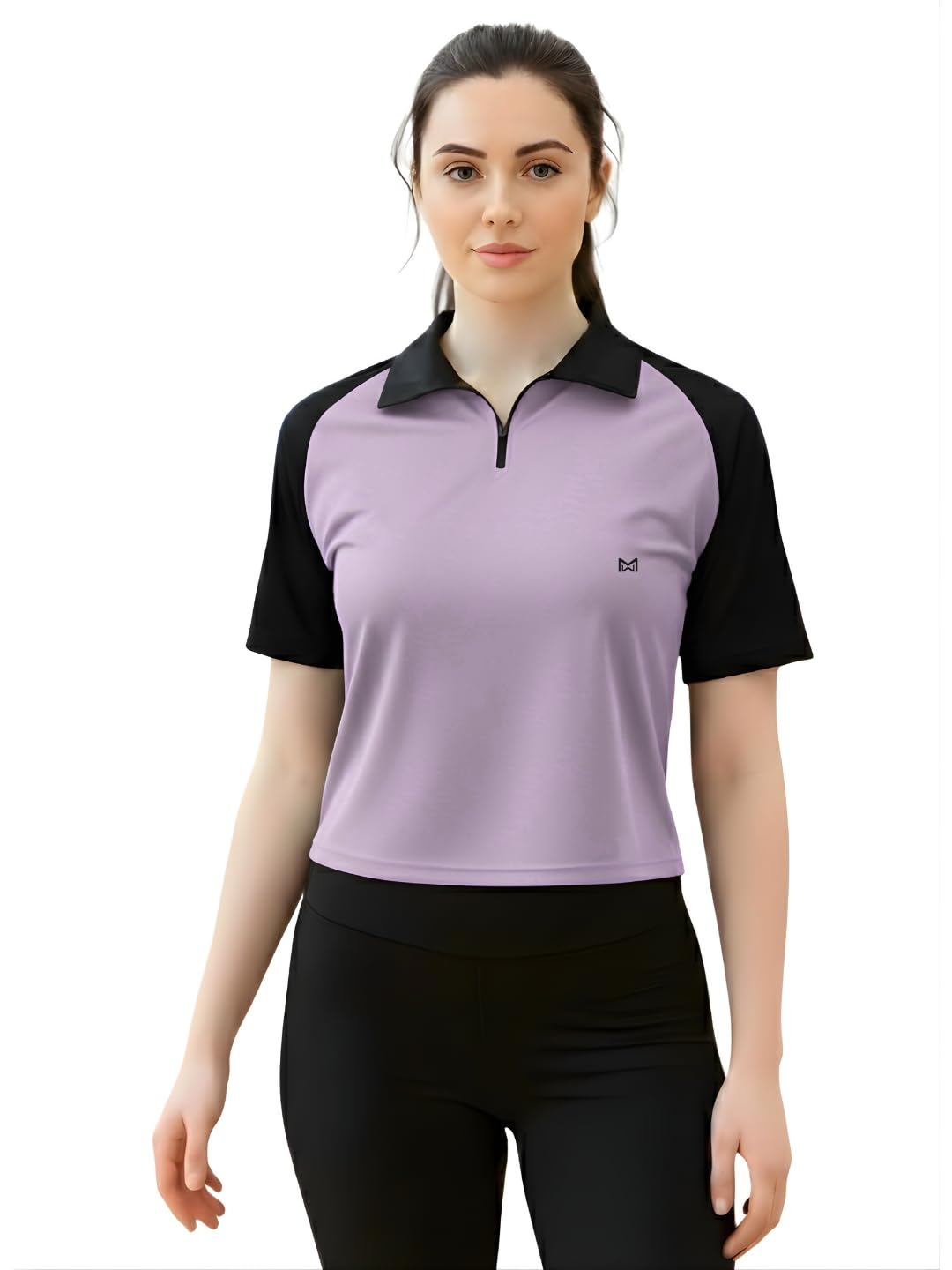 Gym Crop Top for Women, Gym T Shirt for Women Workout, Stretchable, Training Wear, Workout, Running, Quick Dry Gym Wear Top, High Collar Zip (Pack of 1)-image-33