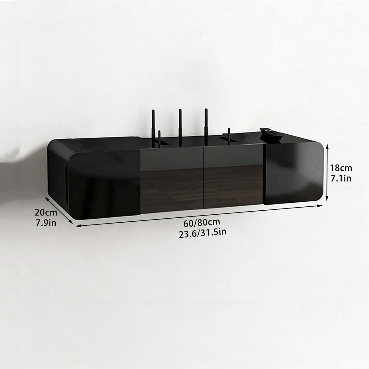 Cache Box Mural en Bois Massif - Boîtier Rangement Routeur pour WiFi, Modem, Gestion Câbles, Meuble TV et Organisation Maison(White,23.6 * 5.1in)
