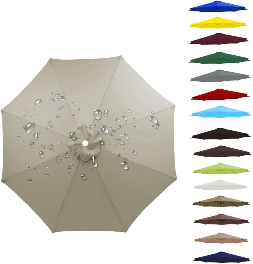 Patio Umbrella Replacement Canopy Square Cantilever Top Cover Outdoor,Replacement Canopy for Patio Umbrella 6/8 Ribs Garden Umbrella Cover Fits 2.0m/6.5FT Durable Outdoor Shade Canopy Dark T