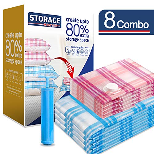 Storage Master Space Saver Bags, Vacuum Storage Bags for Clothes, 8-Pack