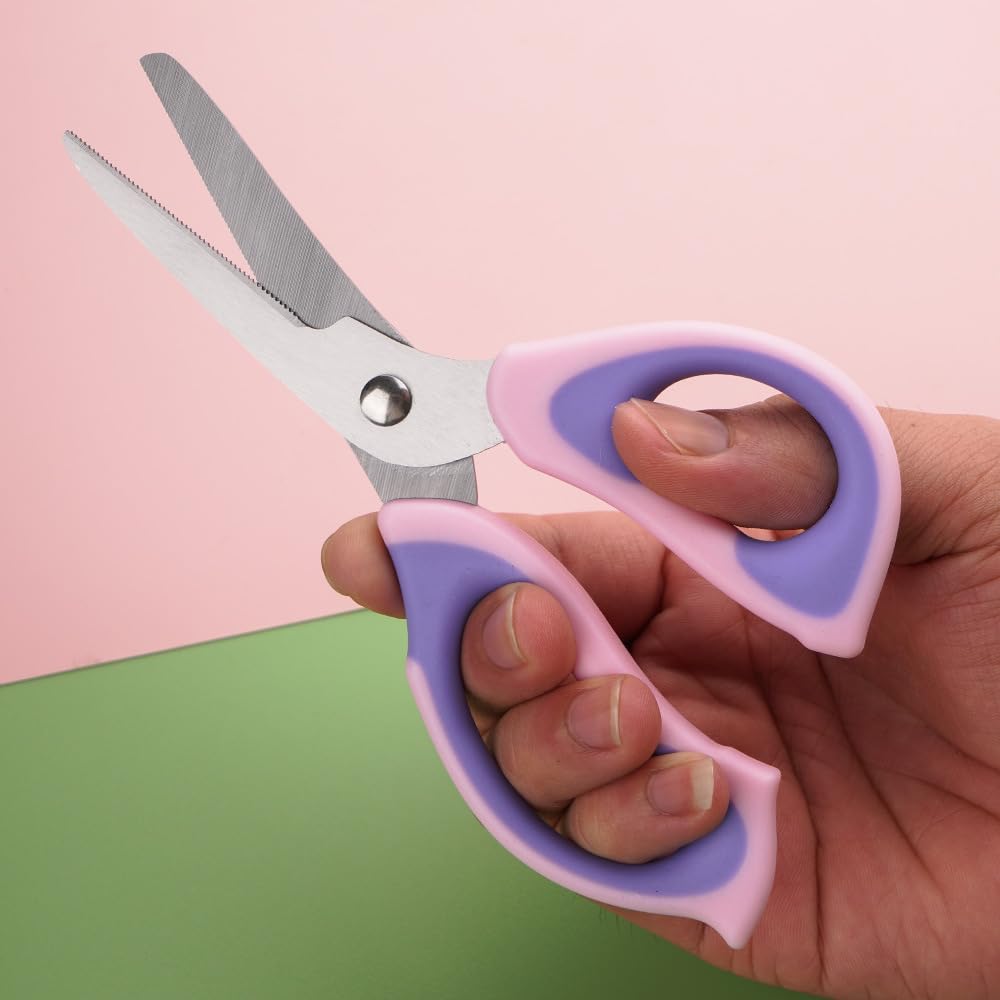 Set Forbici Bimbi In Acciaio Inox Con Custodia - Ideali Per Carne, Pasta, Verdure - Colori Rosa E Blu - 2