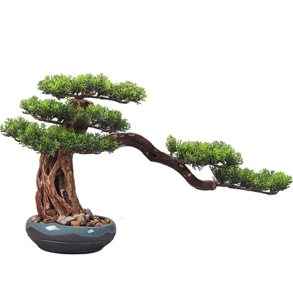 TEESONG Bonsai Tree Pot for Fake Tree Welcome Pine Bonsai Simulation Plant Hotel Clubhouse Entrance Living Room Ornaments Home Decorations Greenery Decor