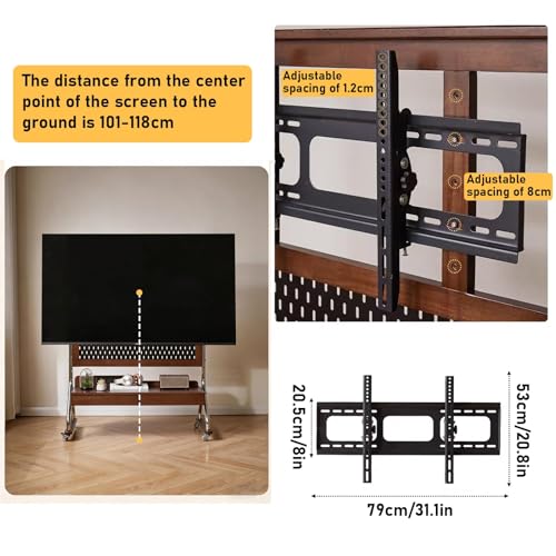 Soporte móvil para TV resistente con ruedas, ajustable miniatura 6