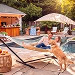Heavy Duty Hammock with Stand, Canopy, Light Gray - Image 2