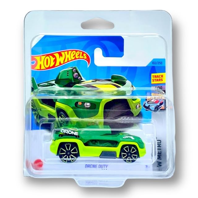 Hot Wheels Drone Duty (Green) 4/10 HW Metro 2023-102/250 (Short Card) - COMES IN A KLAS CAR KEEPER PROTECTIVE COLLECTORS CASE - HKG93