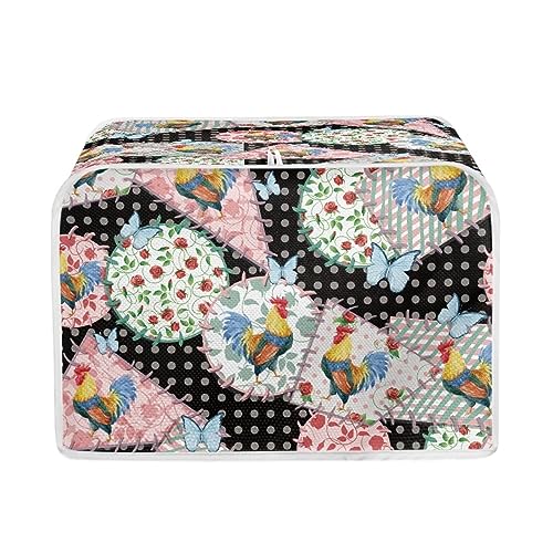 JSLXYYBQ Vintage Rooster Flower Print Kitchen Toaster Cover Appliance Bread Maker Cover Toaster Oven Dust Cover for Protect Bread Machine
