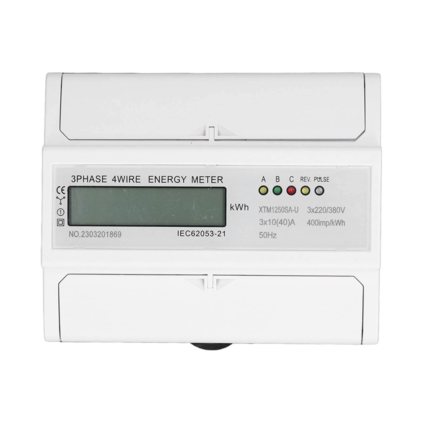 Pwshymi Medidor de Energía Eléctrica Probador Digital Trifásico de 4 Cables para Uso Industrial con Pantalla LCD de 7 Dígitos y Función