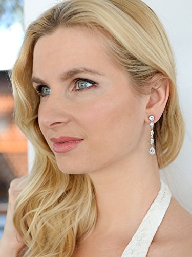 Mariell Cubic Zirconia Crystal Dangle Bridal Earrings, 2 Inches Long, Silver CZ Crystal Jewelry for Weddings, Brides, Bridesmaids, Mother of the Bride2