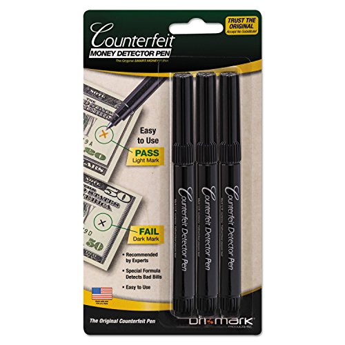 Dri-Mark Money Counterfeit Bill Detector Pen for Use w/ U.S. Currency, 3/Pack