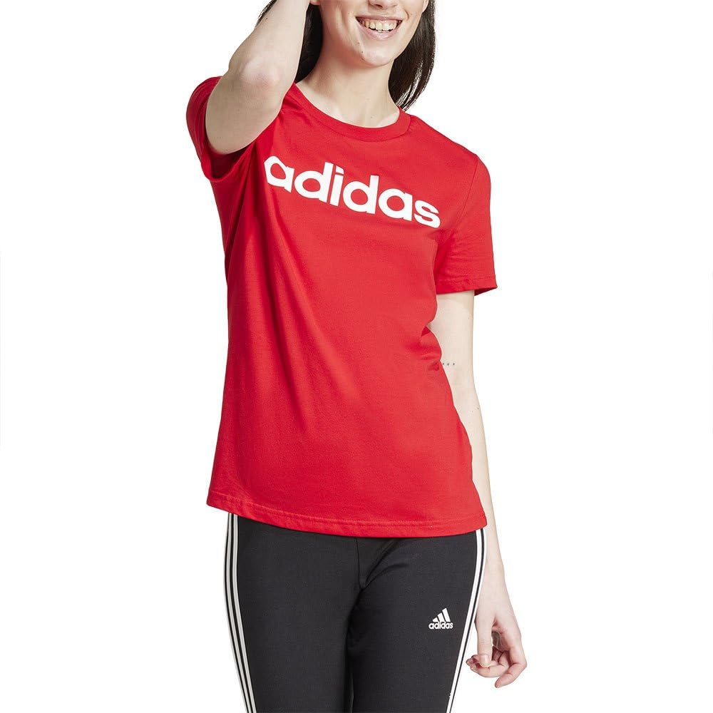 adidas Women's Essentials Slim Logo Tee, Better Scarlet, M