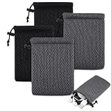 ZMaglorian Sacchetti Piccoli con Cordoncino 4 Pezzi – Sacchetto a Rete 13x9 cm, Borsa Portaoggetti Piccola Nera e Grigia, Mini Borsa per Powerbank, MP3, Caricabatterie, Auricolari, Chiavi