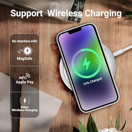Image of DIZORO Microfiber Candy Case Compatible for iPhone 13 Pro Max Shockproof Slim Back Cover Liquid Silicone Case - Off White