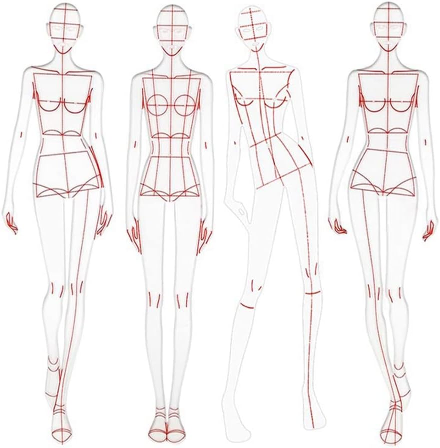 ファッション イラスト 定規 スケッチ テンプレート 定規 ソーイング ヒューマノイド パターン デザイン 衣類 測定、タイプ A