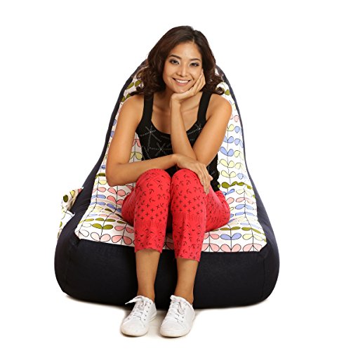 Image of Style Homez Urban Design Denim Canvas Abstract Printed Bean Bag XXL Size Filled with Beans Fillers