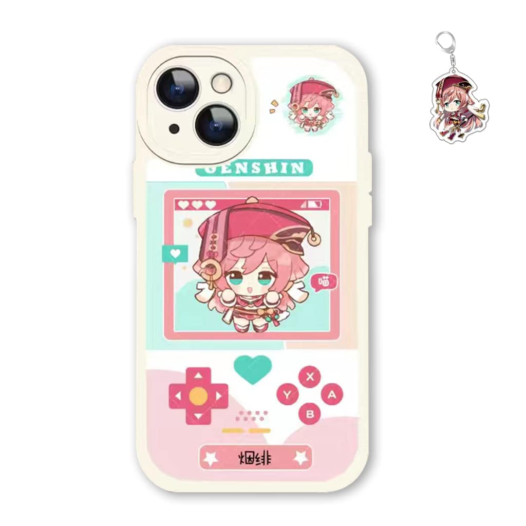 Anime Phone Case Multi-Model Suitable for iPhone 15/14/13/12/11/XS/XR Anime Protective Cover, Free Keychain (Yanfei,iPhone 14)