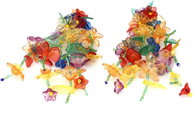 Hypoallergenic Rainbow Flower Floral Statement Dangle Earrings - Colorful Tassel, Beaded Leaf Cluster Drop Earrings - Image 3