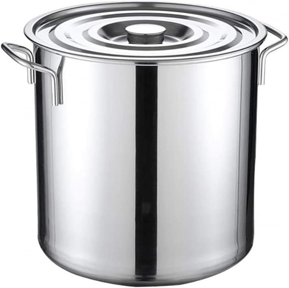 Stockpots - Pentola larga professionale in acciaio inox con coperchio, pentola a induzione lucidata a specchio, adatta per varie fonti di calore, 40 cm x 40 cm (45 l)