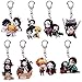 Hilloly Porte-clés Demon Slayer, 8 Pcs Kimetsu No Yaiba Porte-clés, Mignon Acrylique Laser Double Face Anime Figure Pendentif Suspendu Ornement Poupée Acrylique Anime Porte-clés Fans Cadeau