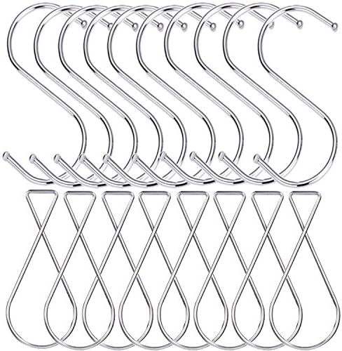 Maosifang 20 Pack S-Hooks S Shaped Hooks Hanging Hooks Hangers and Ceiling Hooks Ceiling Clips Squeeze Hangers Hooks for Home,Office,Classroom