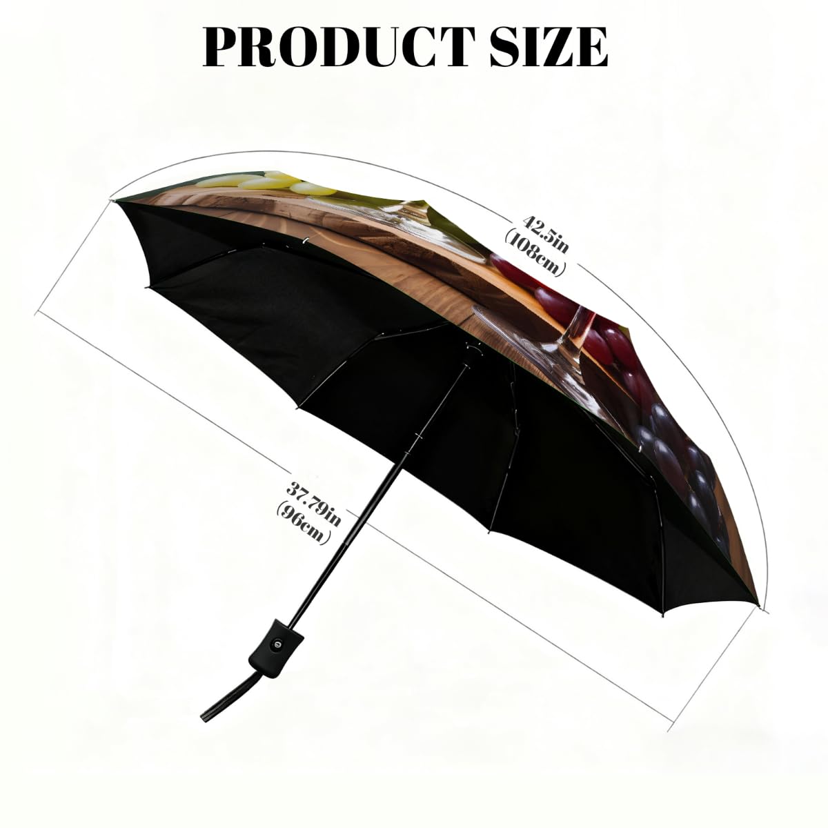 Ombrello da viaggio pieghevole in vetro da vino, ombrello da viaggio, compatto, antivento, impermeabile, con protezione UV, rivestimento nero, leggero, 8 costine, portatile, per pioggia e sole