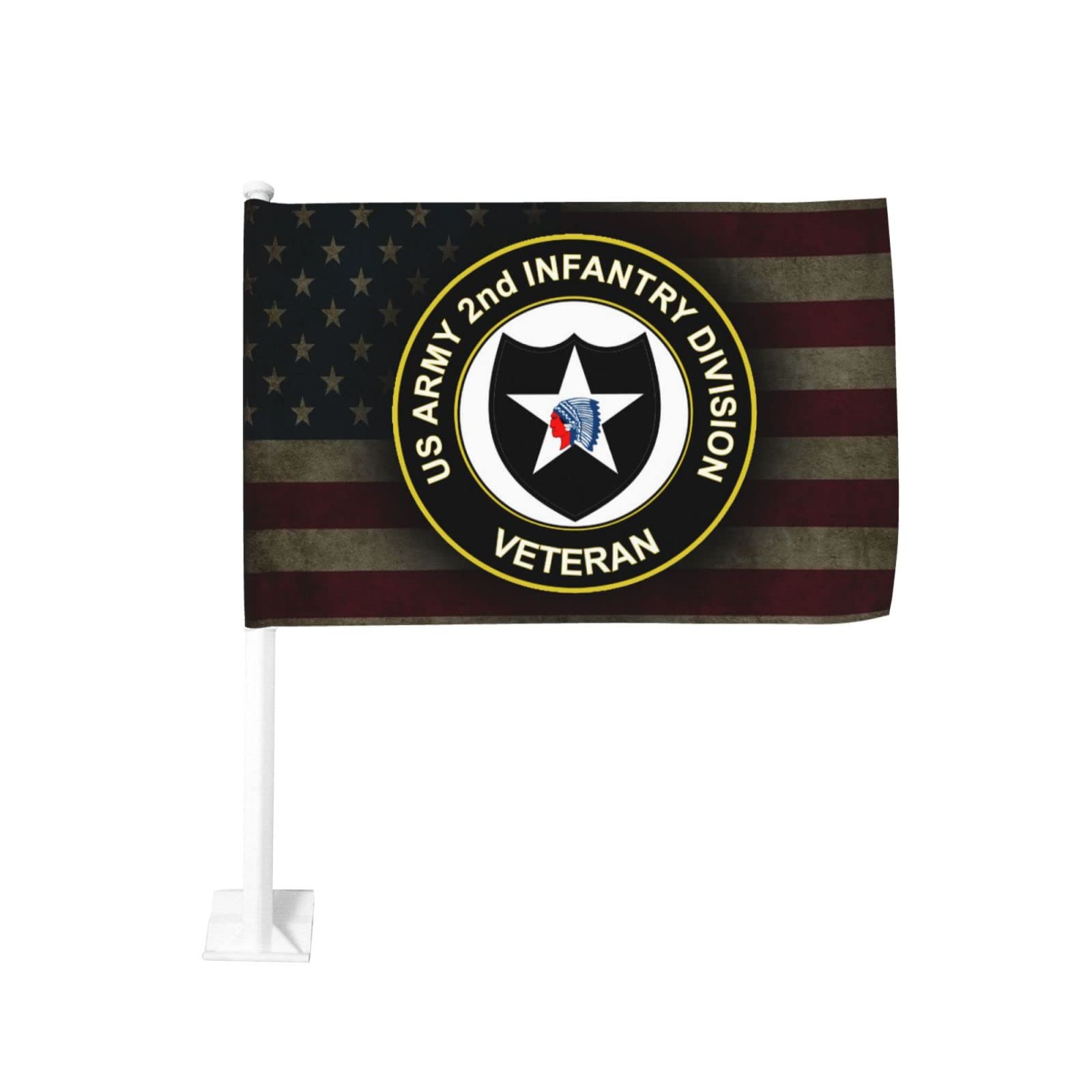 US Army Veteran 2nd Infantry Division 100% Polyester Fabric With Printing For Indoor Outdoor Decoration