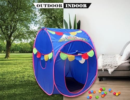 Image of Homecute Pop Up Foldable Hut Type Kids Toys Baby Tent House, Tent House for Girls & Boys, Play Tent House Suitable for 1 Year to 6 Years (Small Size Blue)