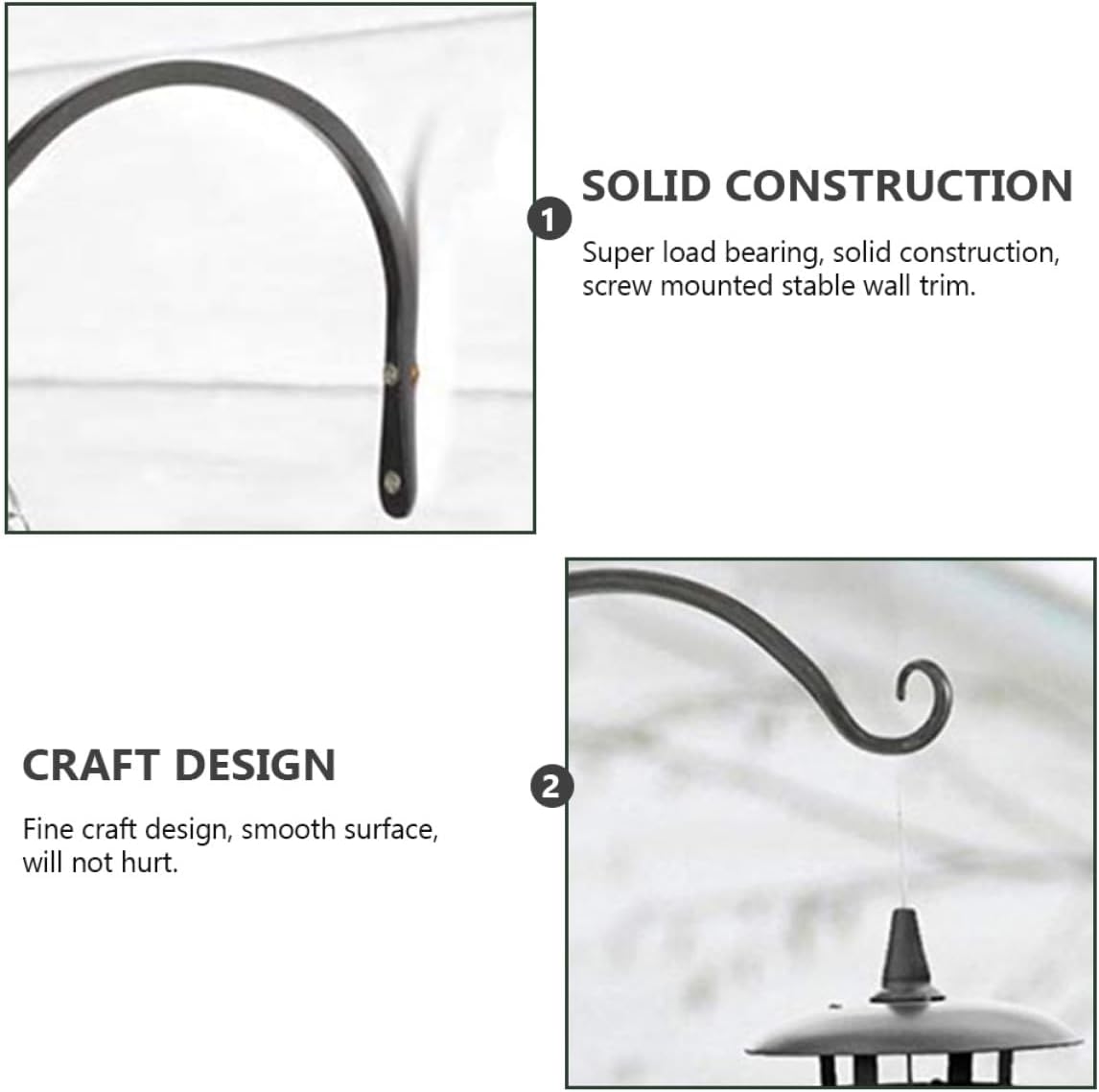 4pcs Flower Basket Wall Hooks, 8-inch Metal Hanging Plant Brackets for Outdoor Balcony and Indoor Garden, Black Decorative and Flower Pot Hangers