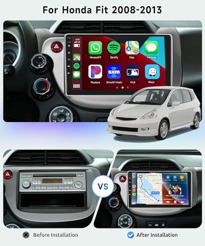 Image of 8-Core 4+64G Android Car Stereo for Honda Fit 2008-2013 with Wireless Carplay 10.1 inch Touchscreen Car Radio with GPS Navigation, WiFi, Android Auto, DSP, FM /RDS Radio, Bluetooth 5.0, Backup Camera