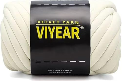 Chunky Yarn For Hand Knitting Blanket Knotted Pillow，Super Soft Vegan Cream White Velvet Yarn Jumbo Fluffyh Braided Cotton Bulky Giant Yarn For Christmas Diy Home Decoration #TOP10