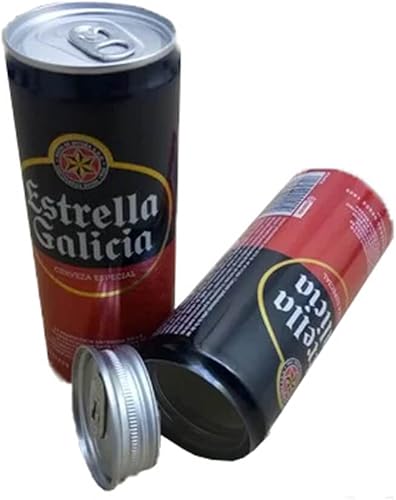 WEED PACK Caja Fuerte Estrella Galicia Cerveza con Compartimento Oculto - Cristal Negro, Cerradura con Llave