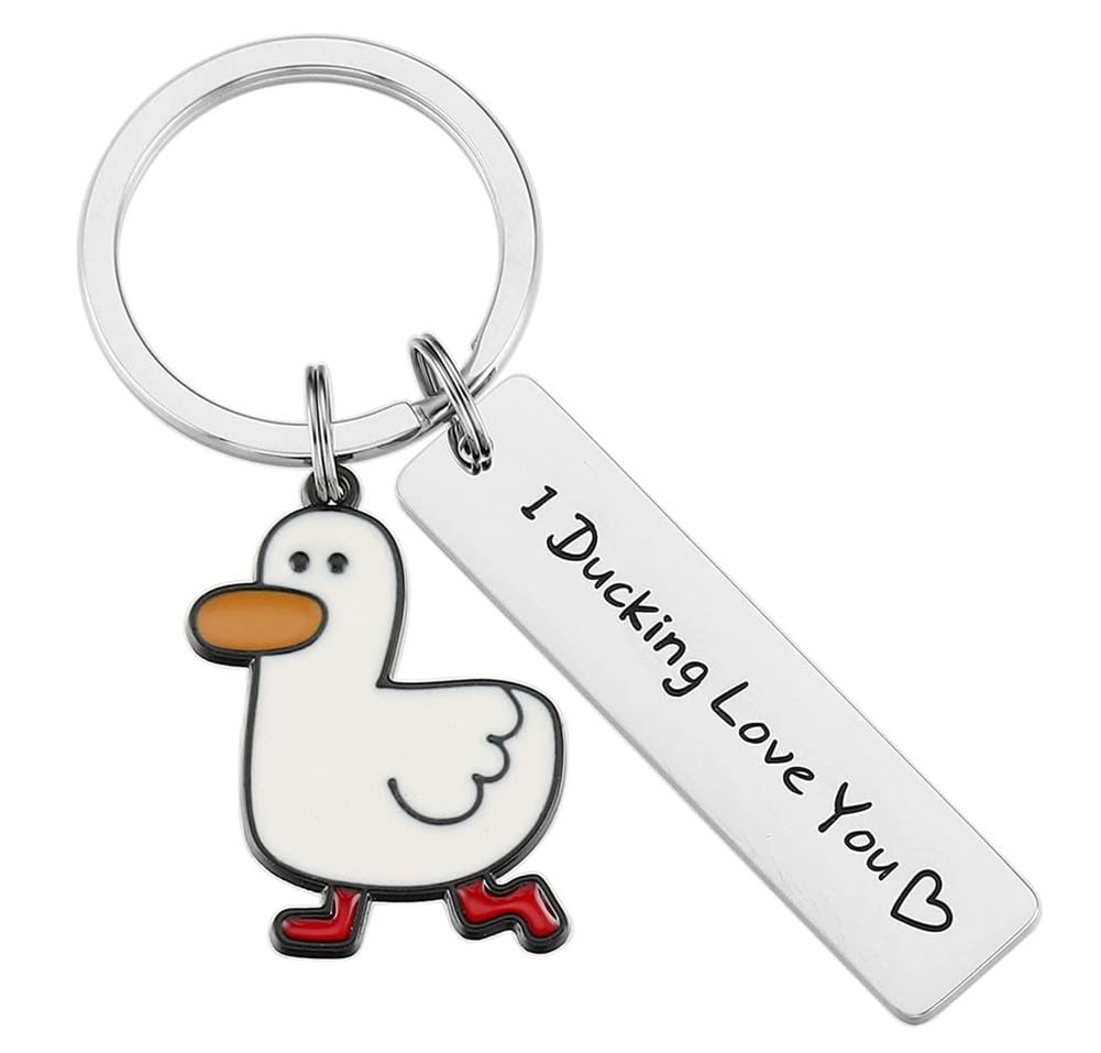 Ghloyza Portachiavi Con Anatra Positiva, Inciso Con Messaggio Ispiratore, Regalo Per Amanti Delle Anatre, Argento - 5