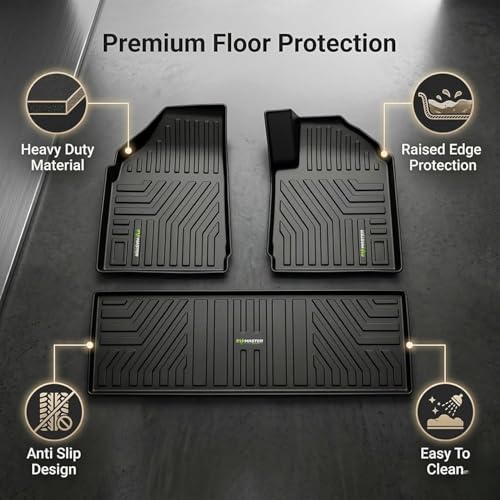 Image of EV MASTER Car Floor Mats for MG Windsor EV Hybrid (2026 Onwards) Complete Set | Anti Slip Full Coverage Premium Luxury Mats | Washable Waterproof All Weather Car Floor Mats (5D Black)