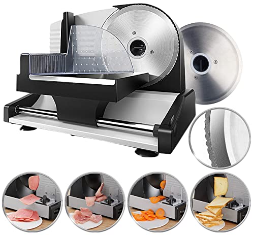 Foto von Rosenstein & Söhne Brotschneidemaschine: Elektrischer Allesschneider mit 2 Edelstahl-Klingen, 1-15 mm, 150 W (Brotschneidemaschine elektrisch, Brotmaschine, Brotschneide)