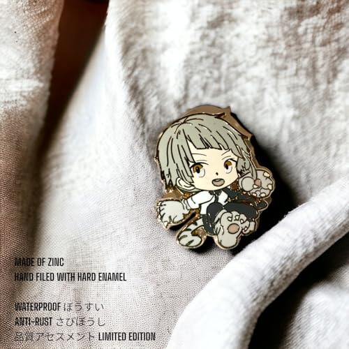 Image of Bungo Stray Dogs Enamel Pins - Osamu Dazai Pin & Manga Keychain Merch - Hard Enamel Figure Pin