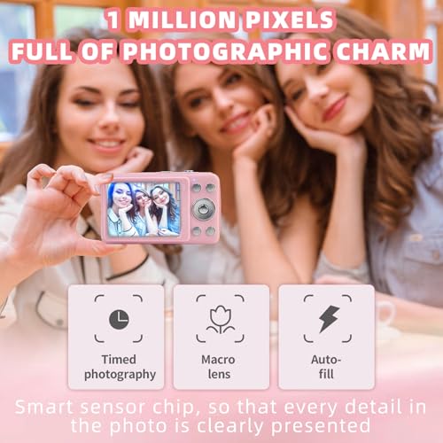 Appareil photo numérique 16 MP FHD 1080p avec zoom 16x rose pour des clichés compacts et nets - 6