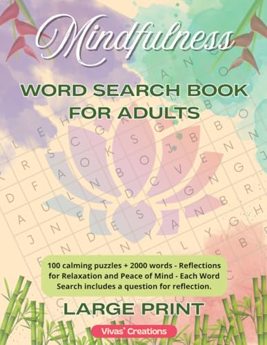 Mindfulness Word Search: Book for Adults. 100 calming puzzles + 2000 words - Reflections for Relaxation and Peace of Mind - Each Word Search includes a question for reflection. image 2