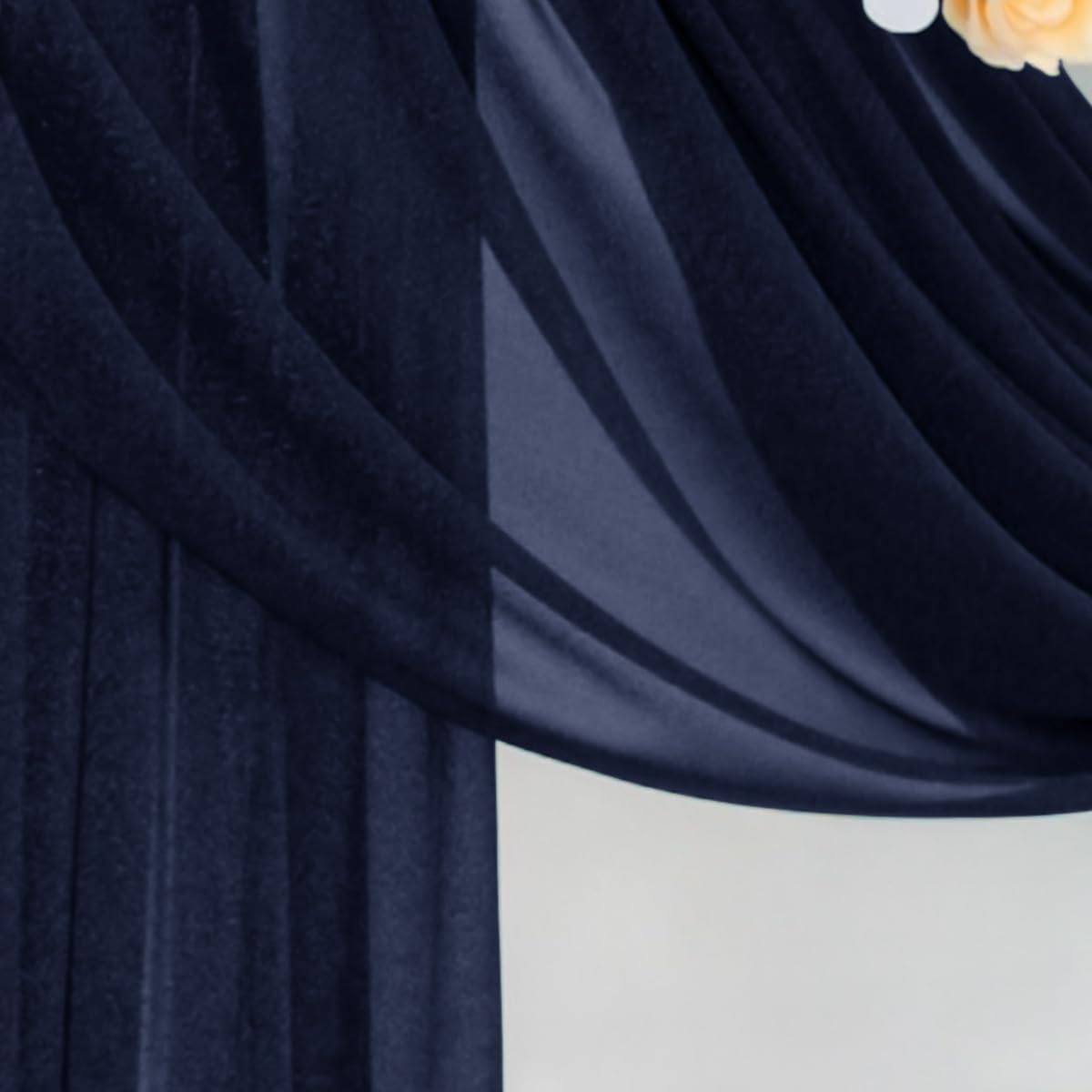 DeZerlor Wedding Arch Draping Fabric 29" x 20 FT Drapes for Backdrop Sheer Curtains for Romantic Bridal Baby Shower Decorations Ceremony Birthday Party Outdoor Events,Navy Blue (4 Panels)