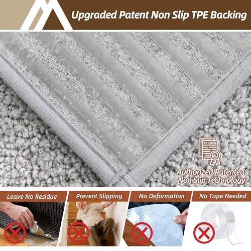 COSY HOMEER 15 Pack Full Edge Wrapping Stair Carpet Treads,70x22 CM Non-Slip Stair Tread Runners for Indoor Wooden Steps Stairs Soft Polyester, Easy Care & Peel, Noice Reduction, Grey - Image 3