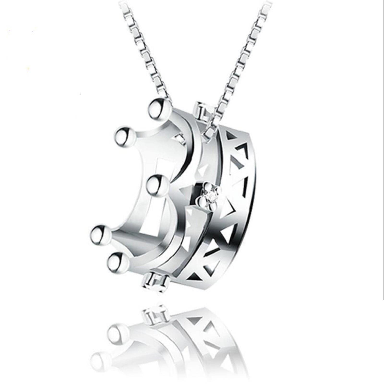 TOXI TOXI Astilla Princesa Corona Zirconia Colgante Collar para Mujer Regalo 45cm Cadena de eslabones Gargantilla Collares