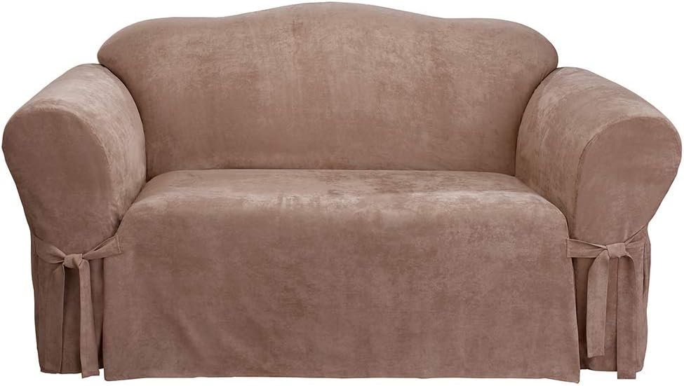 Surefit Soft Suede Chair Cover, Polyester, Relaxed Fit, Machine Washable, One Piece, Taupe : Everything Else