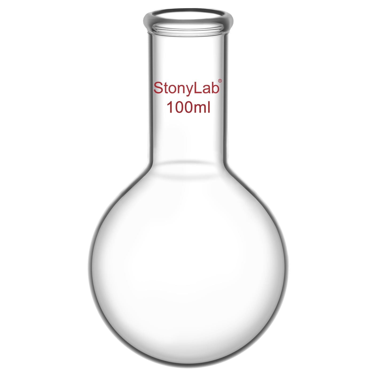 Matraz Fondo Redondo Cuello Largo de Cristal Borosilicato Pared Gruesa RBF 100ml