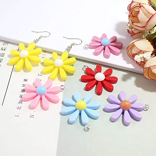 70 PCS Colorful Flower Pendant Charms Resin Daisy Flower Pendant Gummy Charms Beads Floral Dangle Beads for Earring Bracelet DIY Jewelry Making Pendants,3 Styles