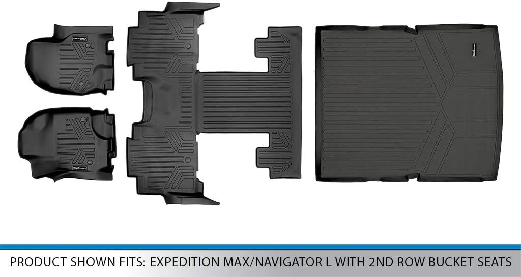 SMARTLINER Floor Mats and Cargo Liner Behind 2nd Row Set Compatible with 2018-2025 Ford Expedition Max