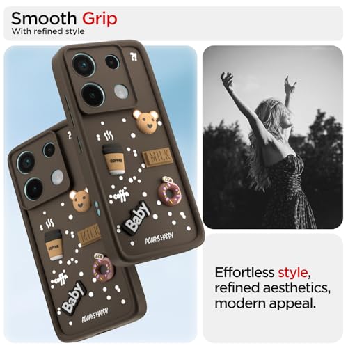 Image of Pikkme Back Cover for Redmi Note 13 Pro 5G / Poco X6 5G | Cute Fun Cartoon 3D Bear Silicone Full Body Protection Bumper Cover (Brown)