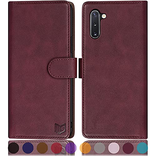 Etui Samsung Galaxy Note 10 portefeuille SUANPOT clapet vin rouge